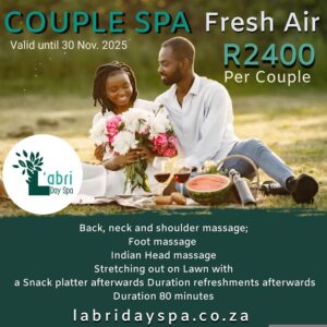 Couple spa picnic fresh air L'abri