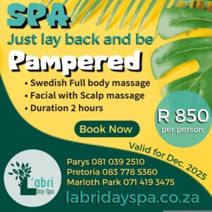 Spa pamper special L'abri day spa